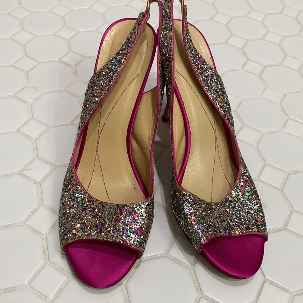 Kate Spade Pink Glitter Slingback Pumps Size 10